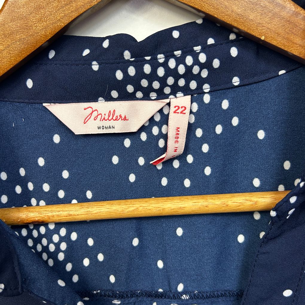 Millers Navy Spot Shirt - Size 22