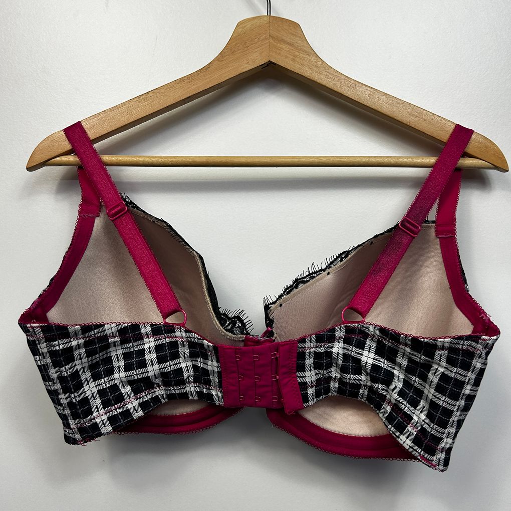 Kayser Black and White Check Bra - Size 14F