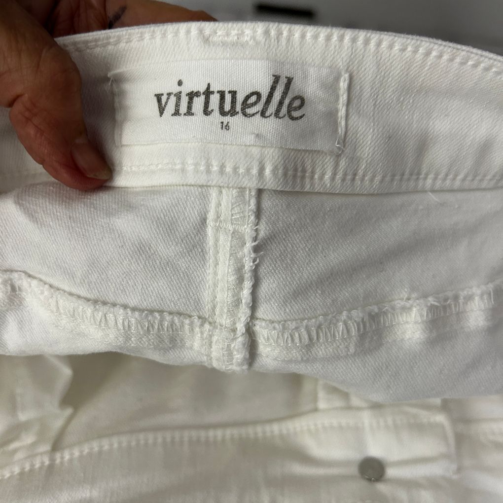 Virtuelle White Cotton Denim Long Pencil Skirt - Size 16