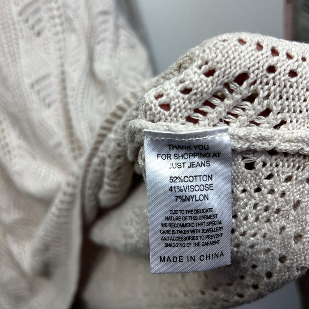 Just Jeans Cream Cotton Sheer Jumper - Size 22