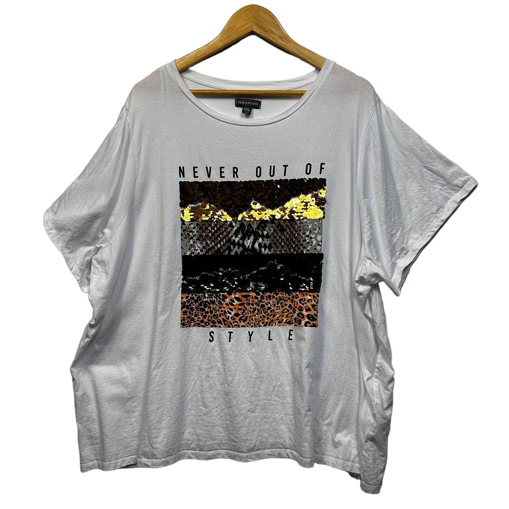 Autograph Sequin Graphic T-Shirt - Size XXL