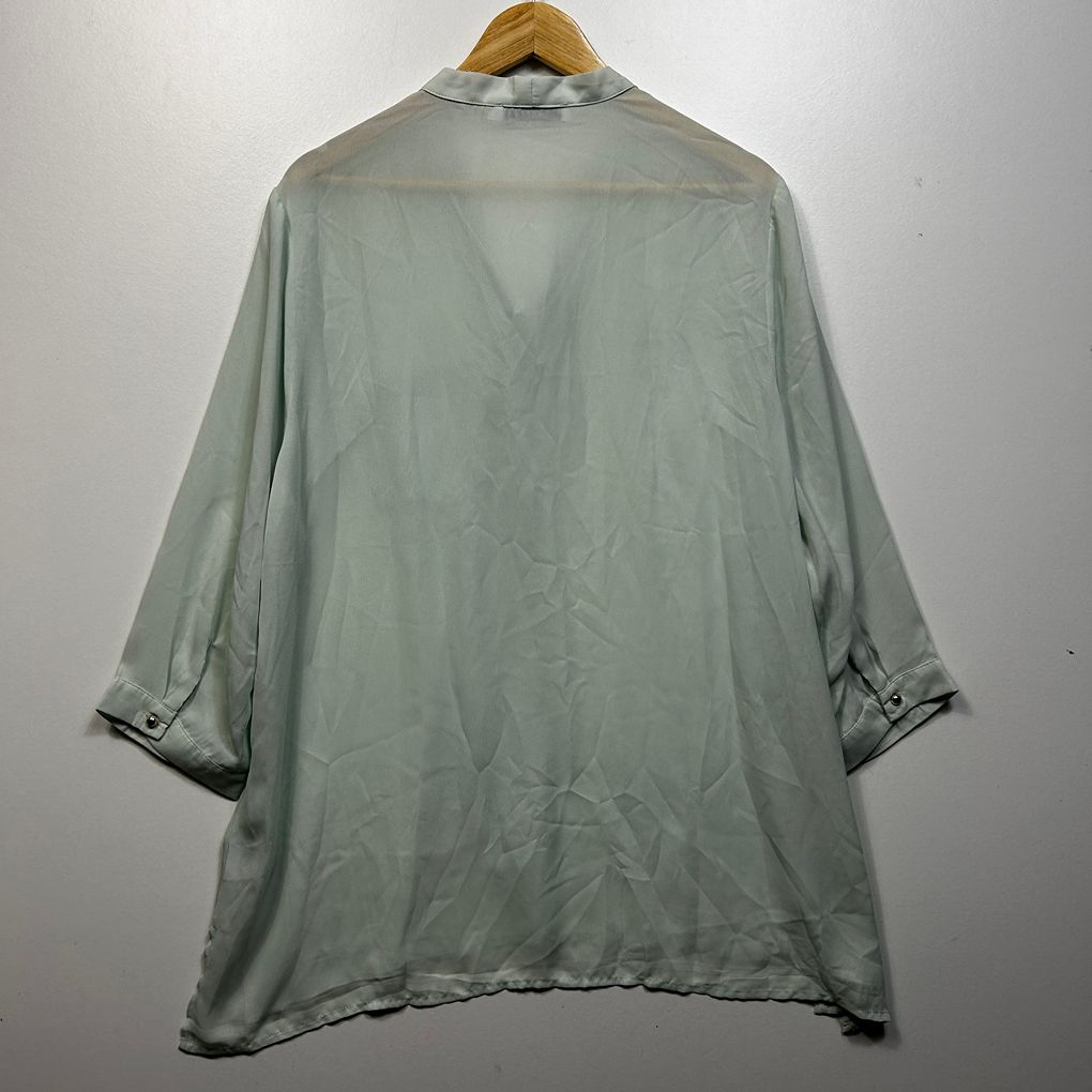 Atmos & Here Mint Green Tie Neck Blouse - Size 18
