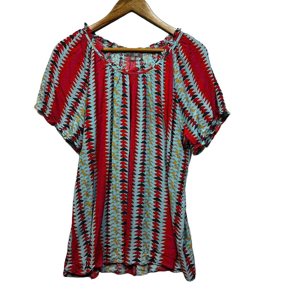 Yarra Trail Multicoloured Short Sleeve Top - Size 18