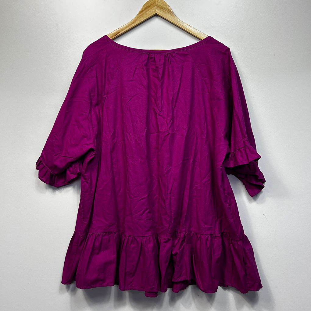 Autograph Magenta Plus Size Linen Top - Size 18