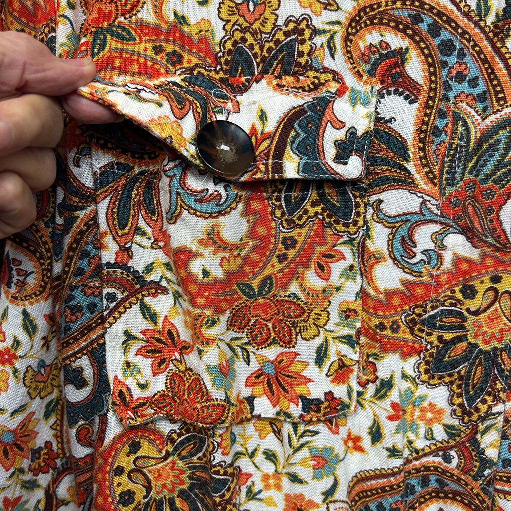 Katies Multicoloured Paisley Linen Shacket - Size 20