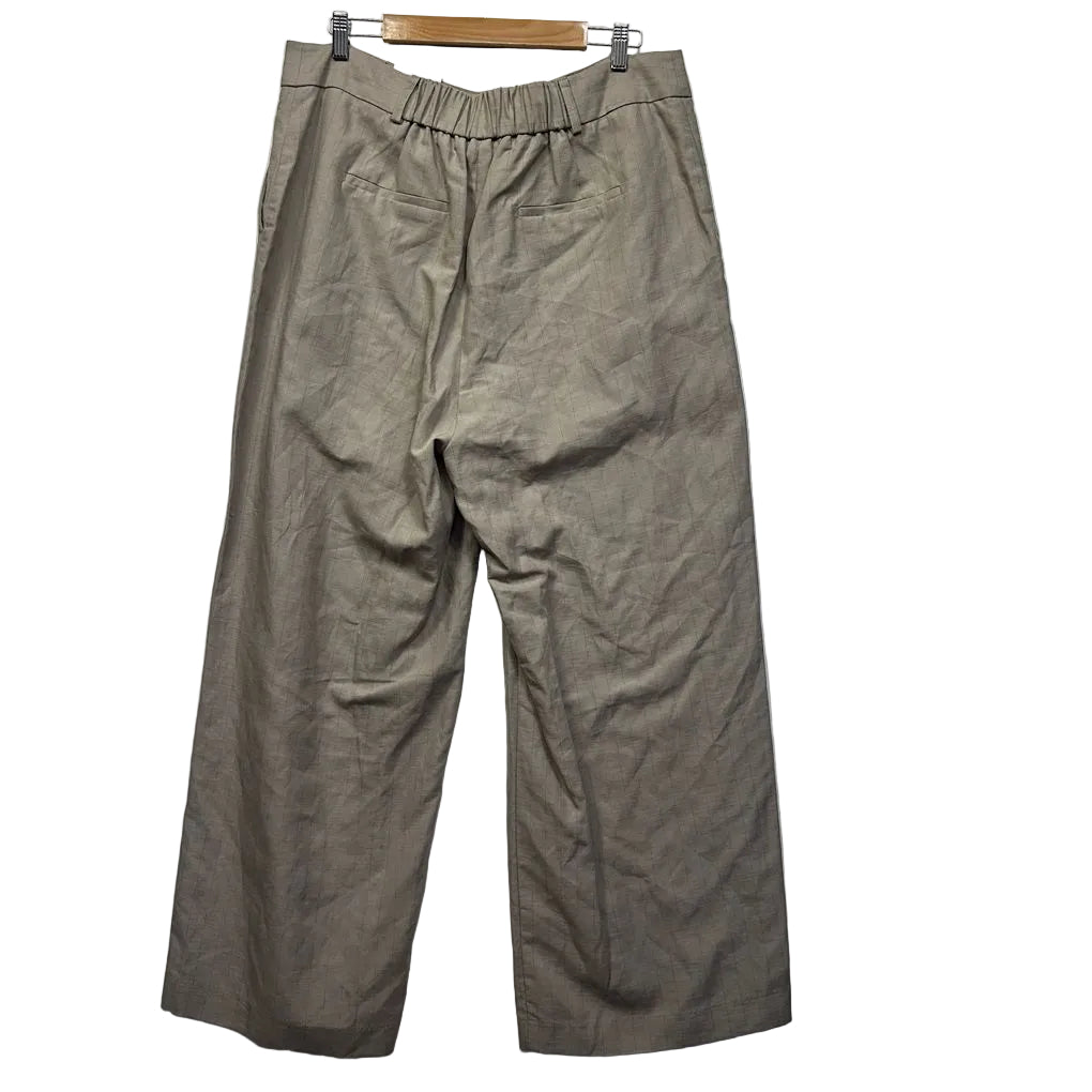 Preview Beige Pinstripe Linen Wide Leg Pants - Size 18