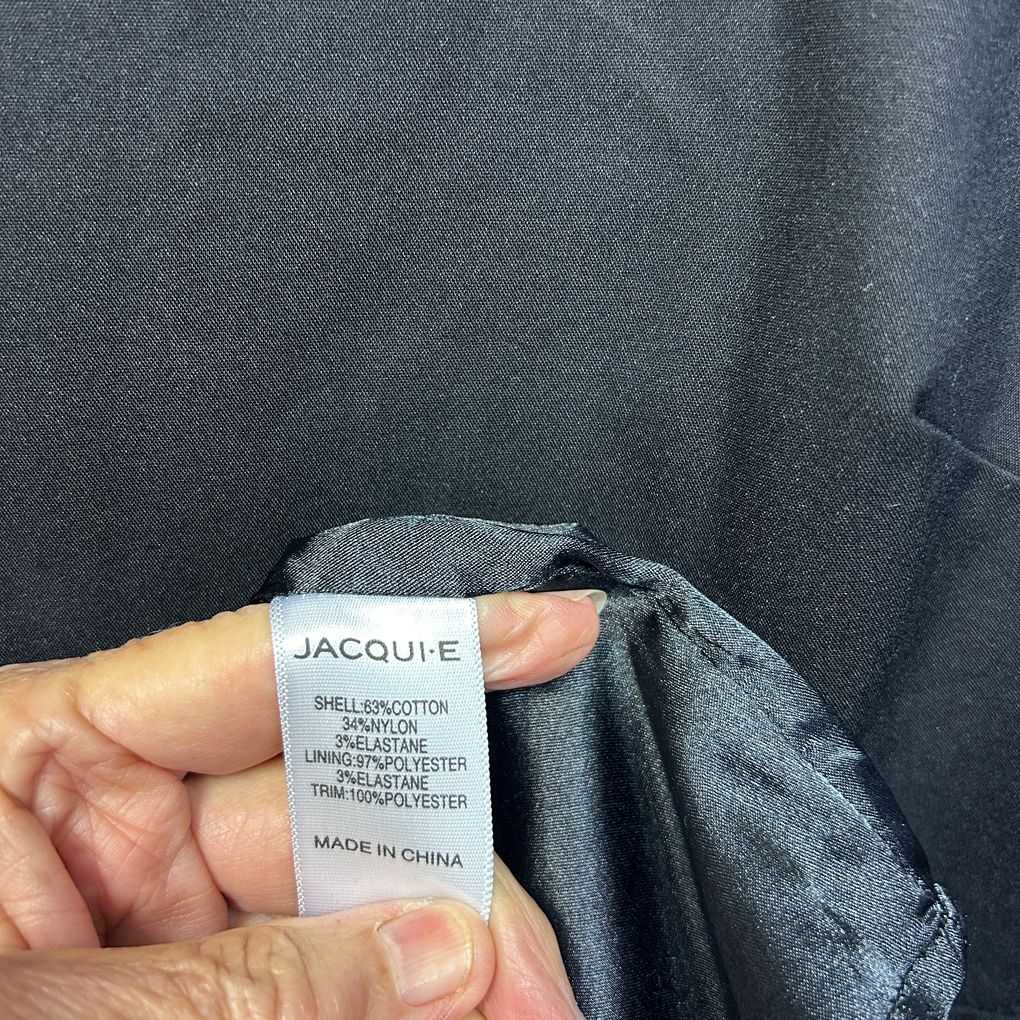 Jacqui-E Black Cotton Dress - Size 14