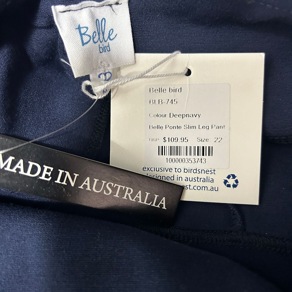 Belle Bird Navy Pants - Size 22