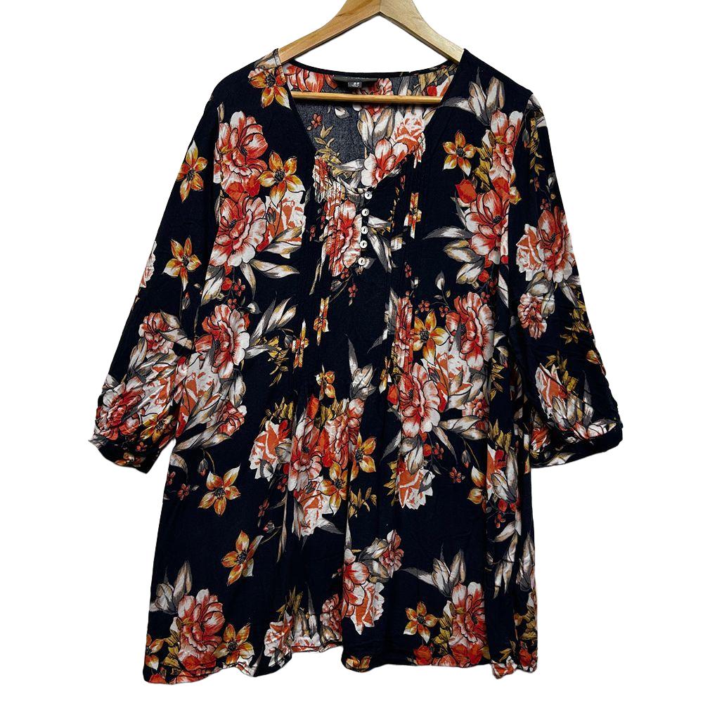 Autograph Navy Floral Top - Size 22