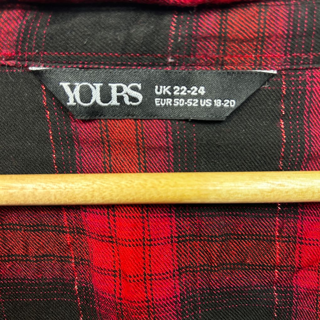 Yours Red and Black Check Shirt - Size 22-24