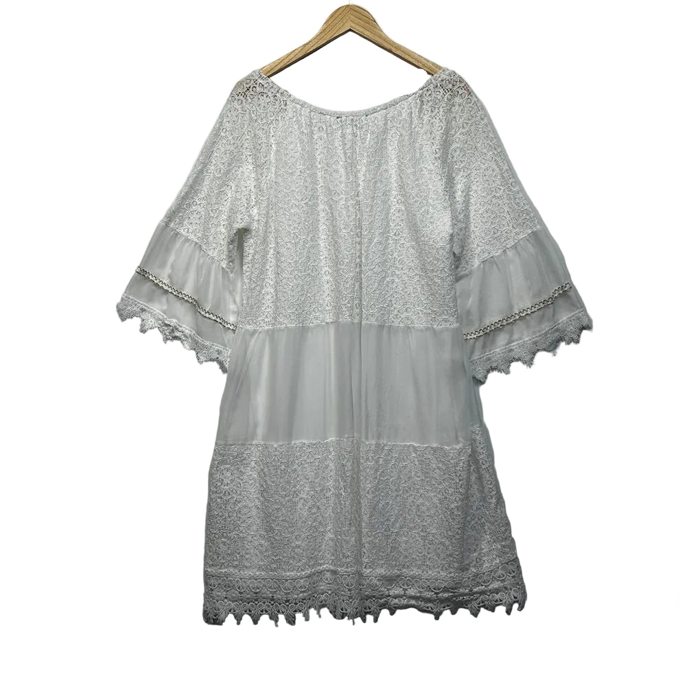 Liz Jordan White Plus Size Boho Cotton Dress - Size 18