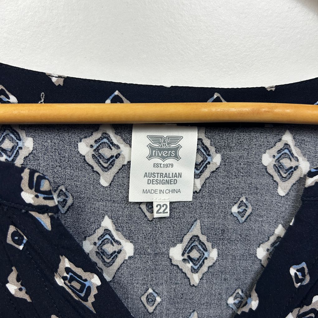 Rivers Navy Plus Size Print Top - Size 22