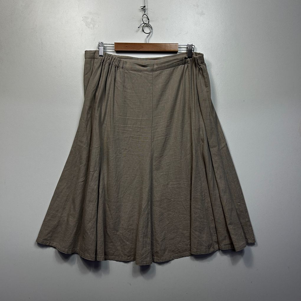 Noni Taupe Linen Skirt - Size 16