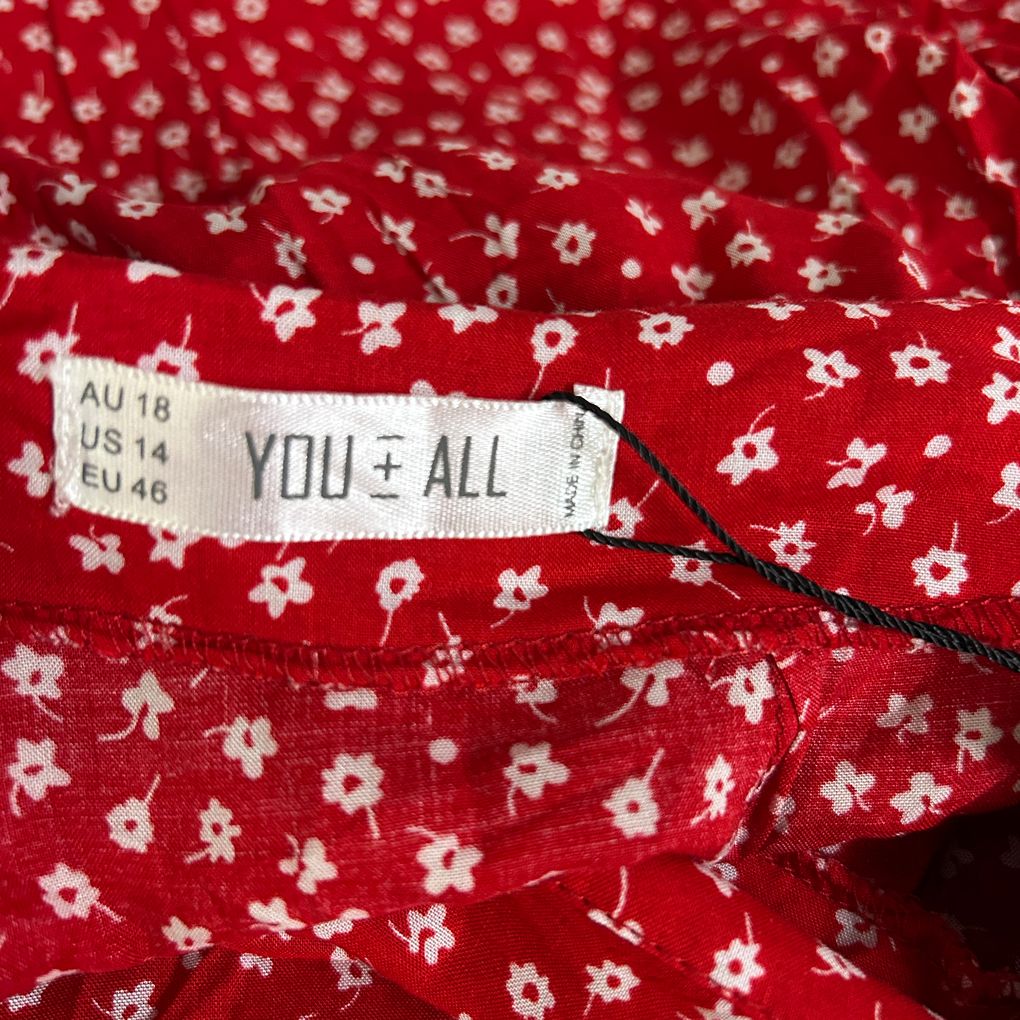 You + All Red Floral Asymmetric Skirt - Size 18