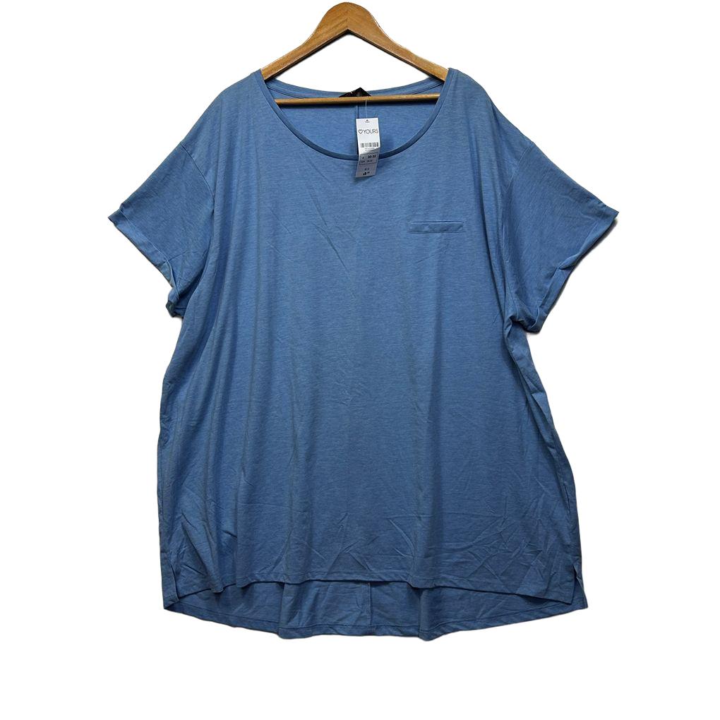 Yours Blue Plus Size Cotton T-Shirt - Size 30-32
