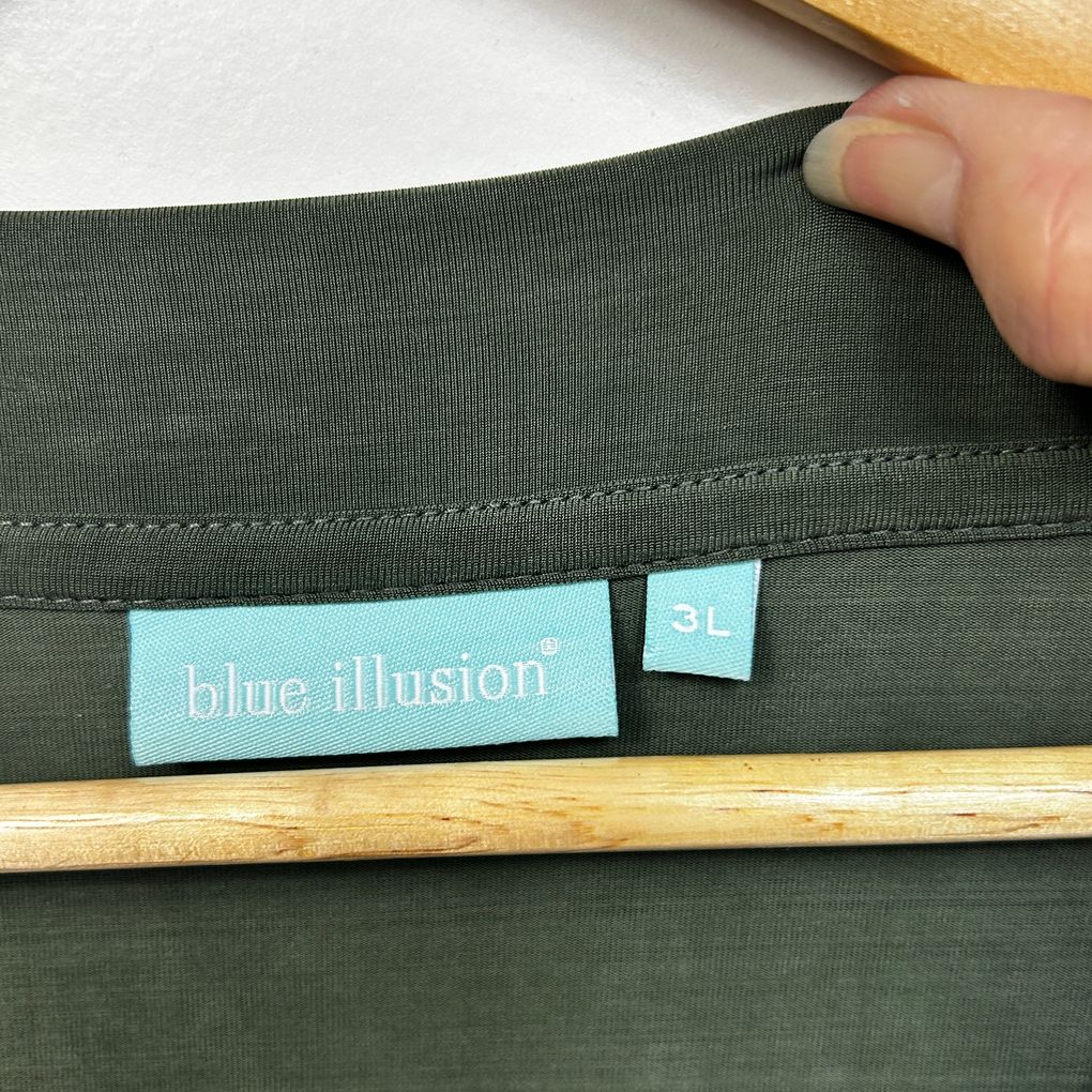 Blue Illusion Khaki Green Longline Top or Short Dress - Size 3L
