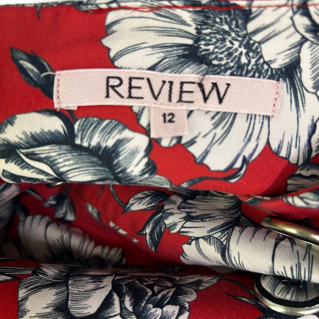 Review Red Floral Cotton Skirt - Size 12