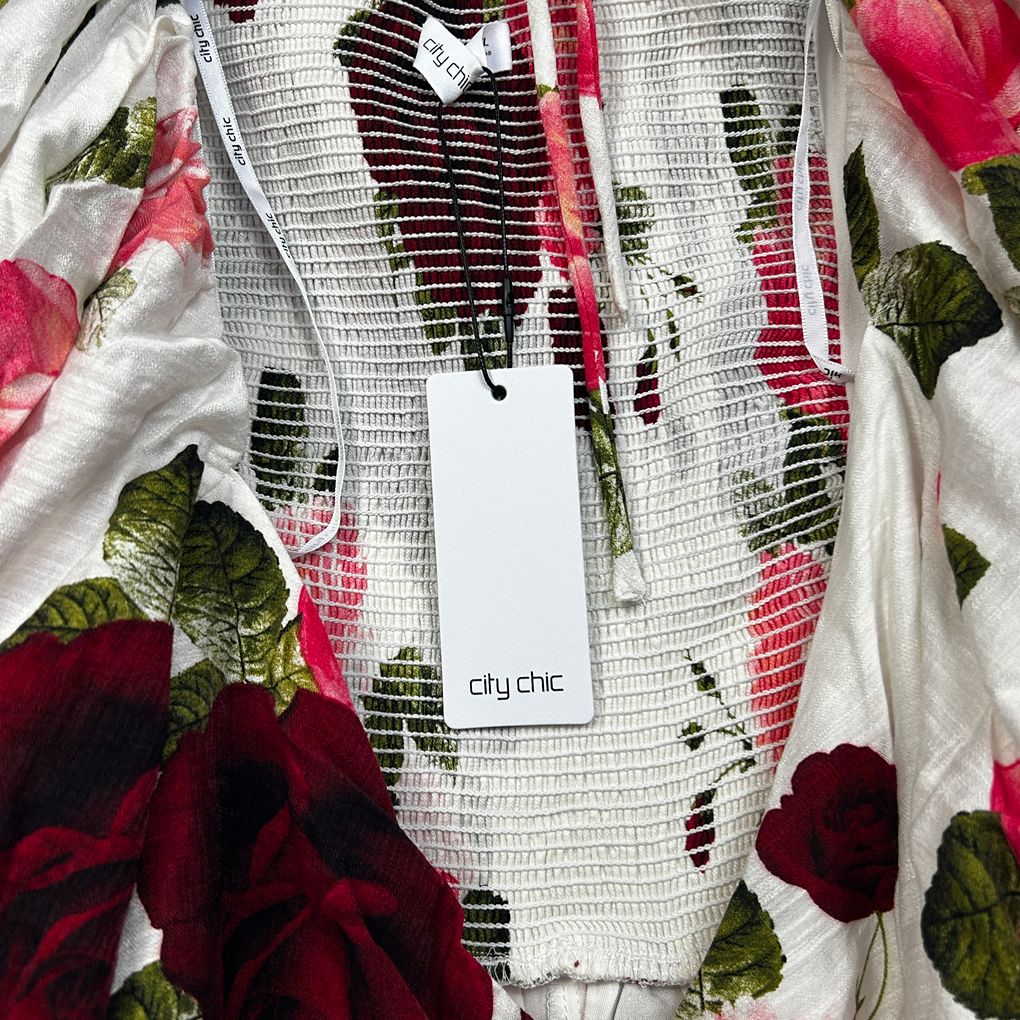 City Chic White Floral Maxi Dress - Size 26/3XL