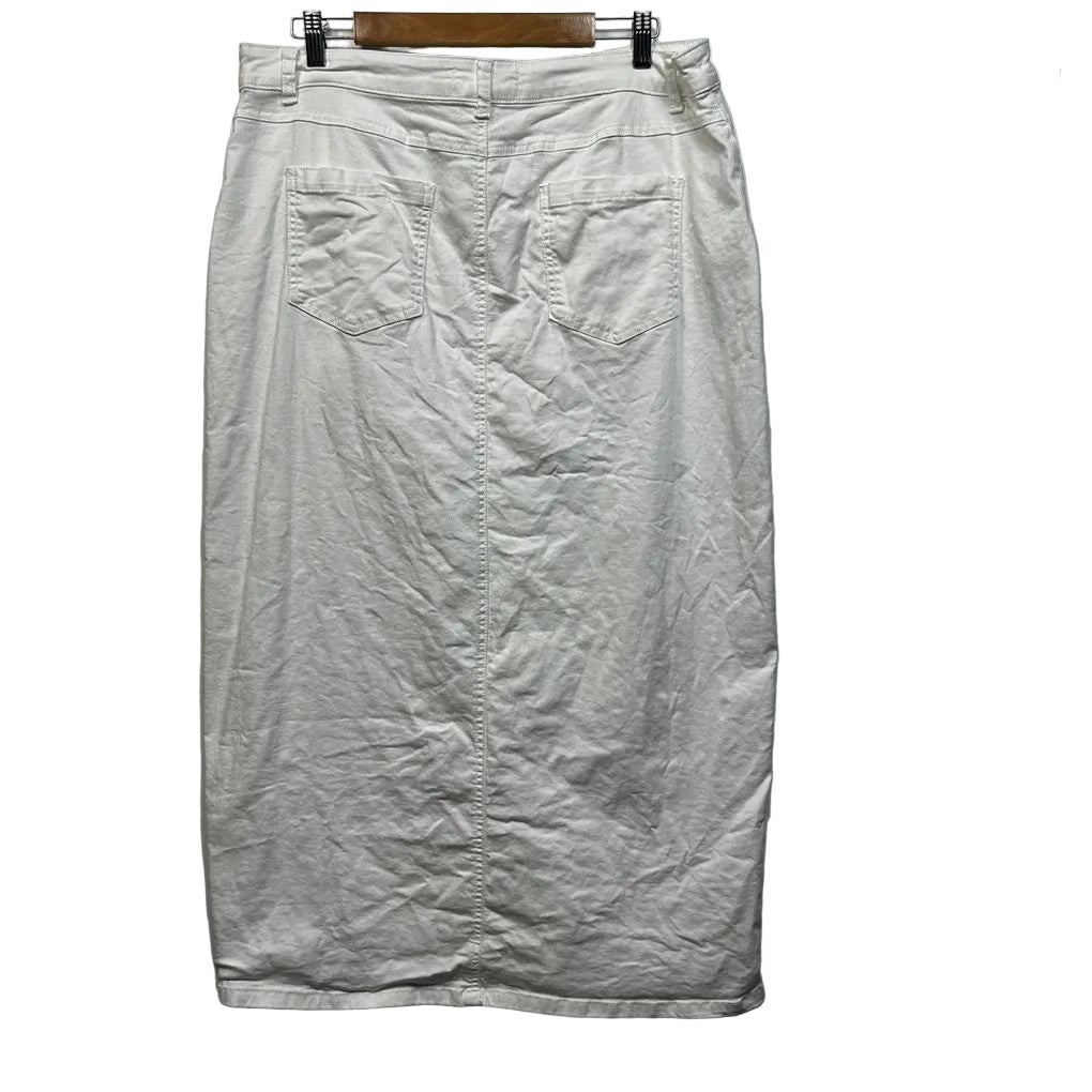 Virtuelle White Cotton Denim Long Pencil Skirt - Size 16