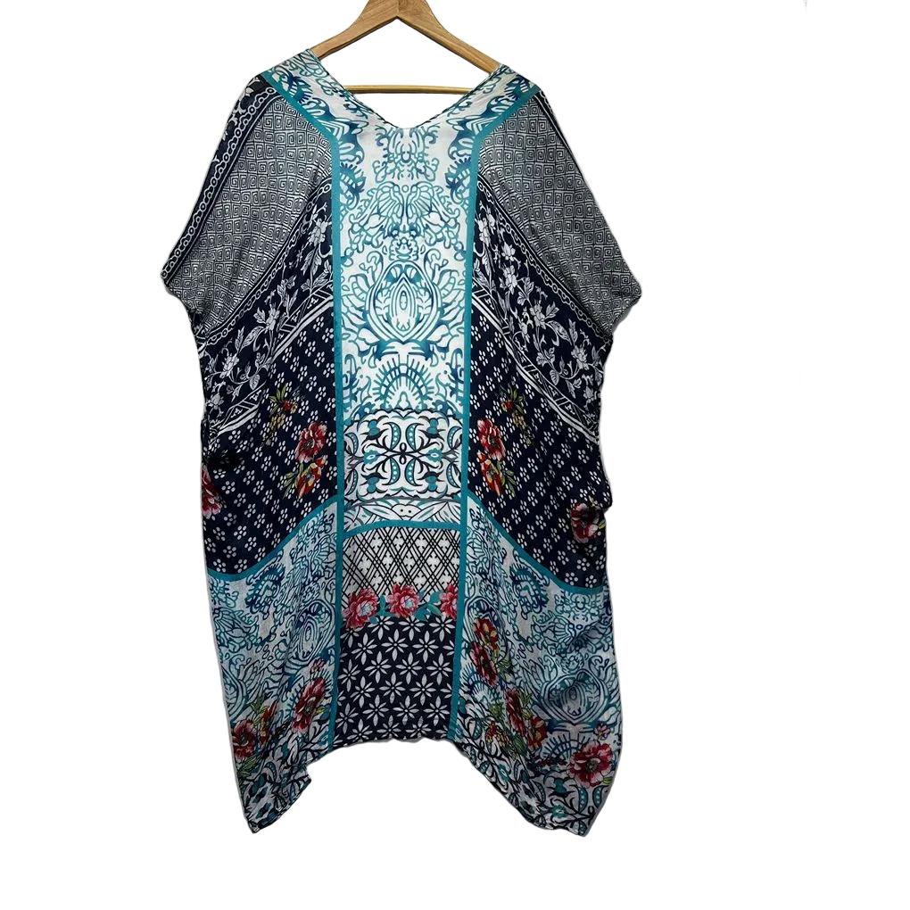 Taking Shape Blue Multicoloured Kimono Jacket - One Size