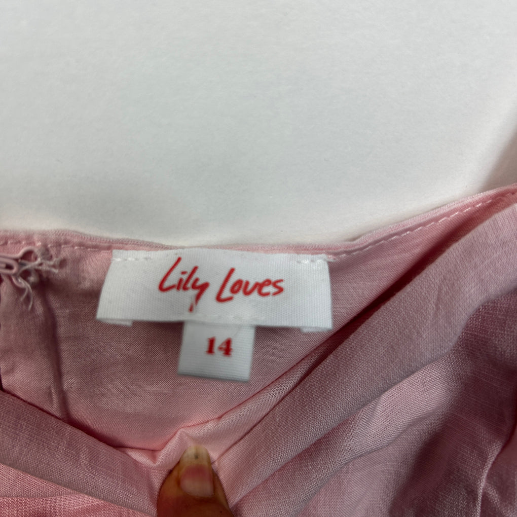 Lily Loves Pink Linen Dress - Size 14