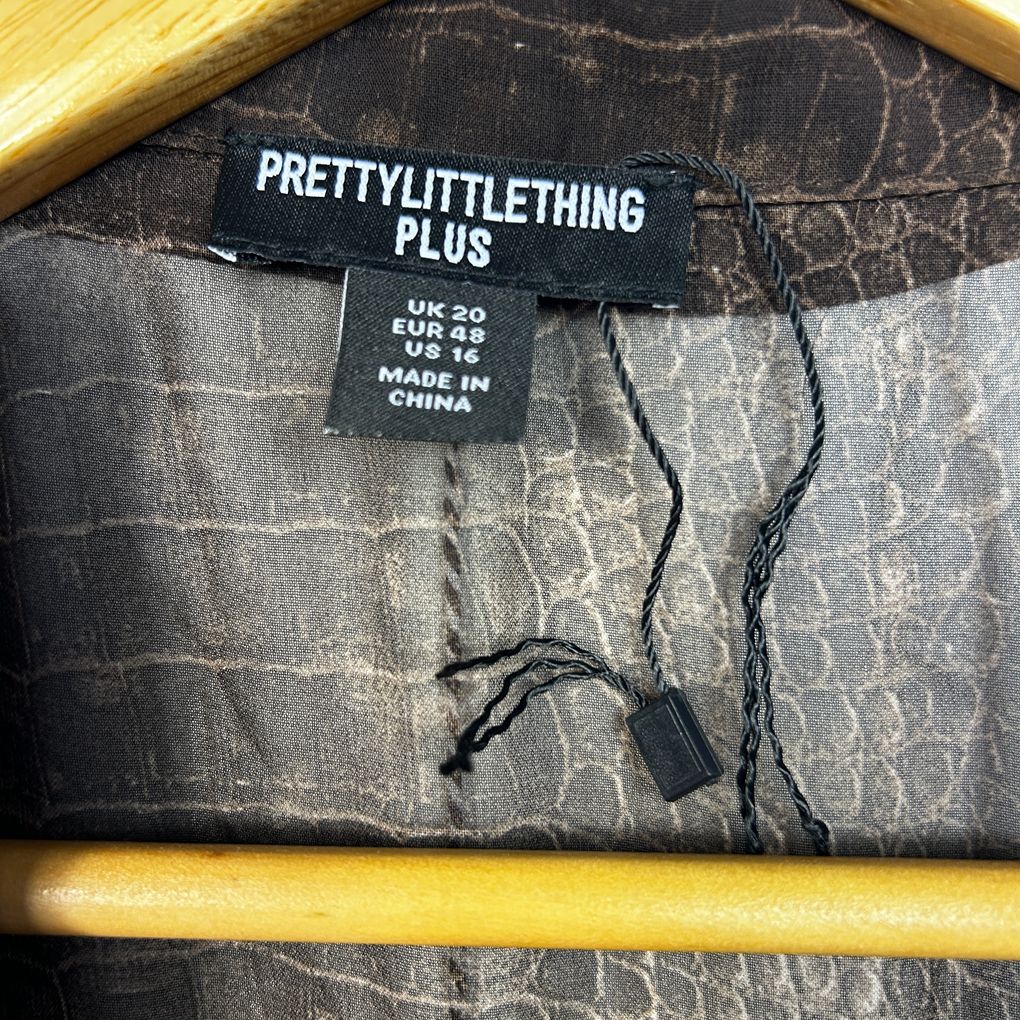 Prettylittlething Chocolate Croc Print Maxi Dress - Size 20
