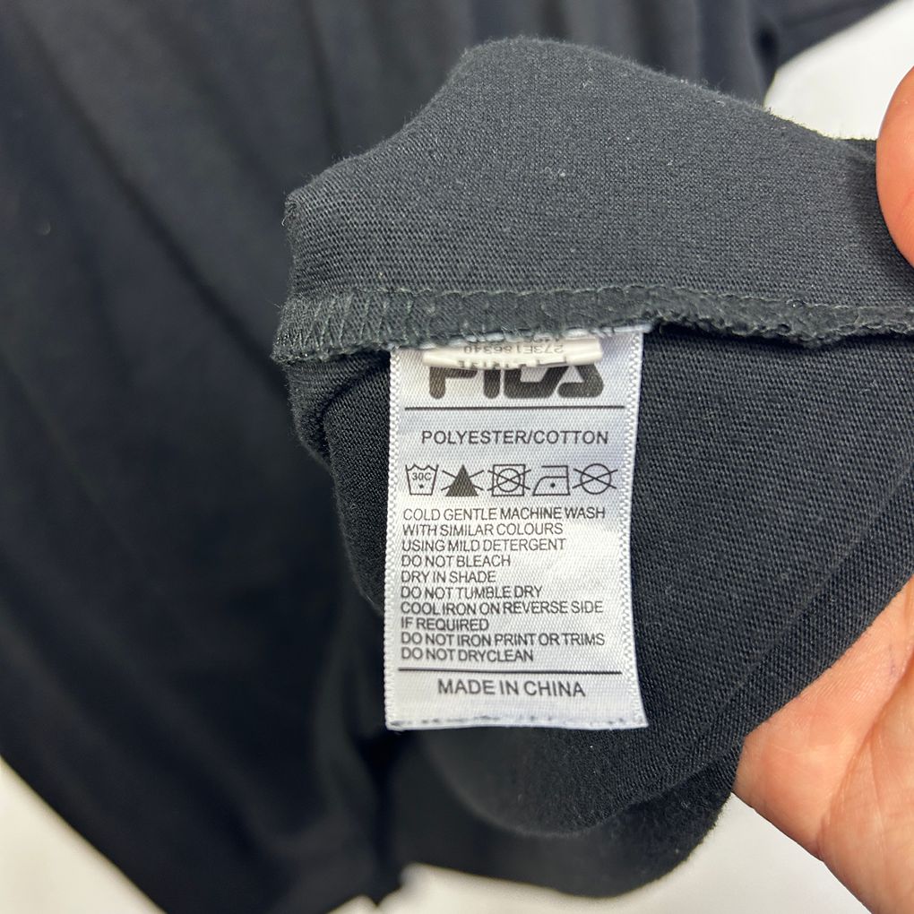 Fila Black Plus Size Cotton Logo Tee - Size 5XL