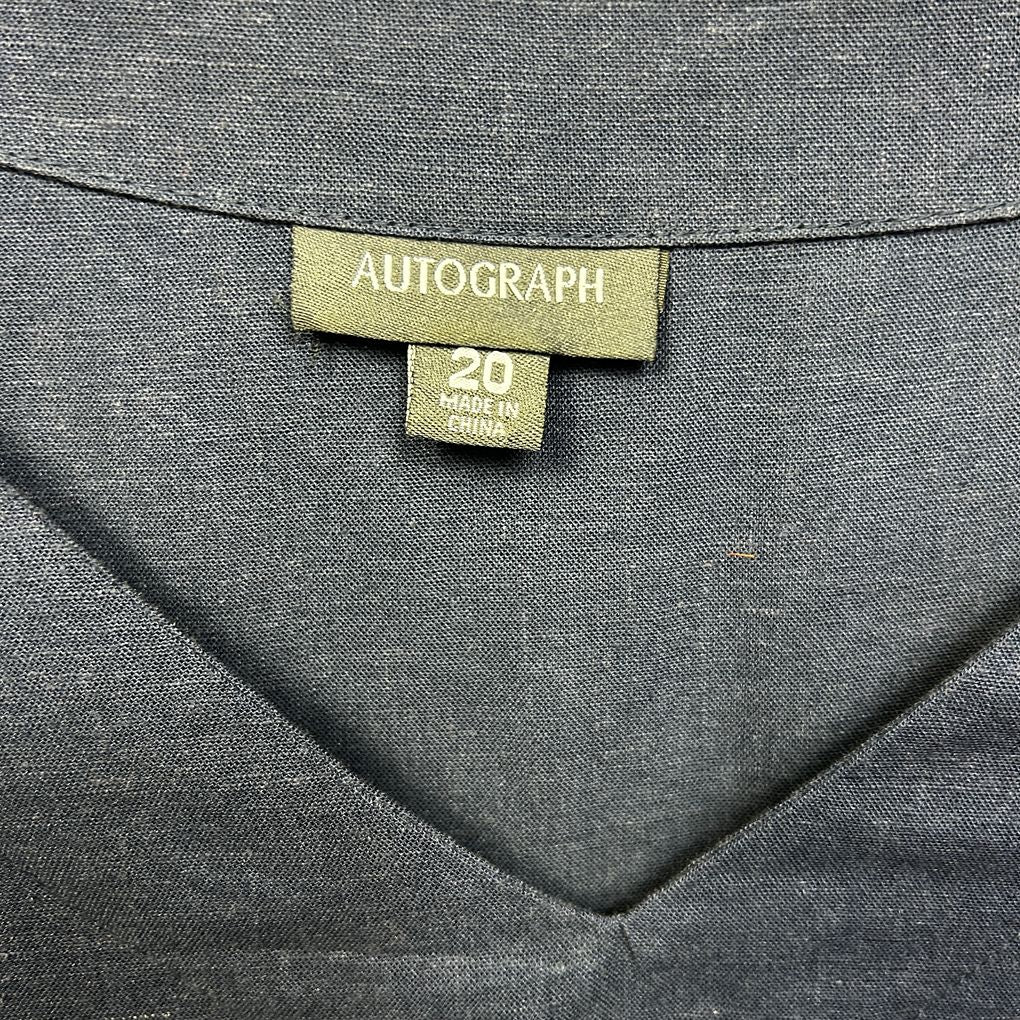 Autograph Navy Linen Top - Size 20