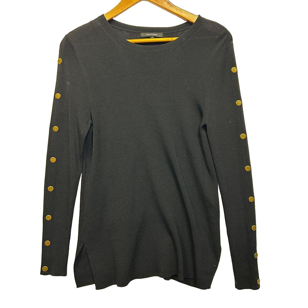 Portmans Black Knit Long Sleeve Top - Size L