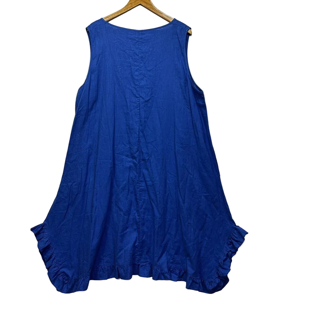 Taking Shape Blue French Linen Dress - Size 22