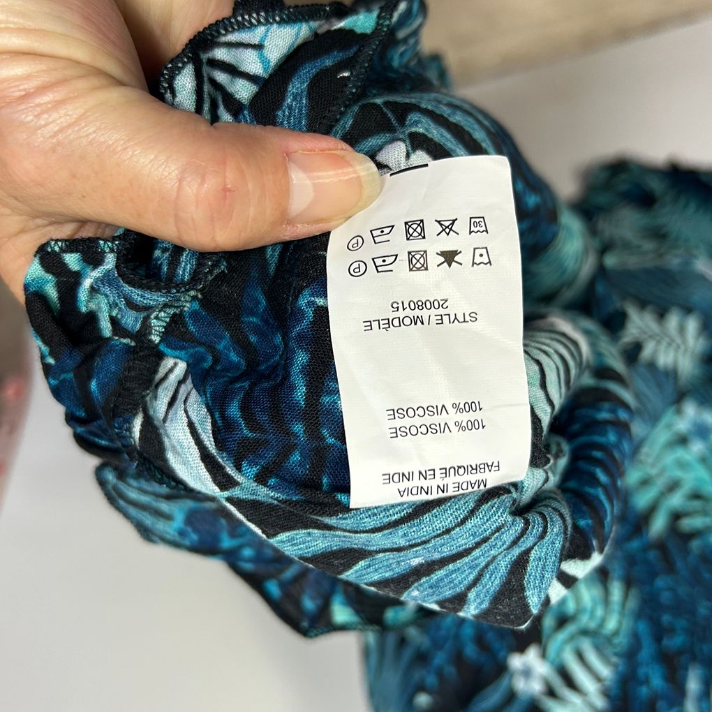 Millers Teal Palm Print Kaftan Top - Size 20