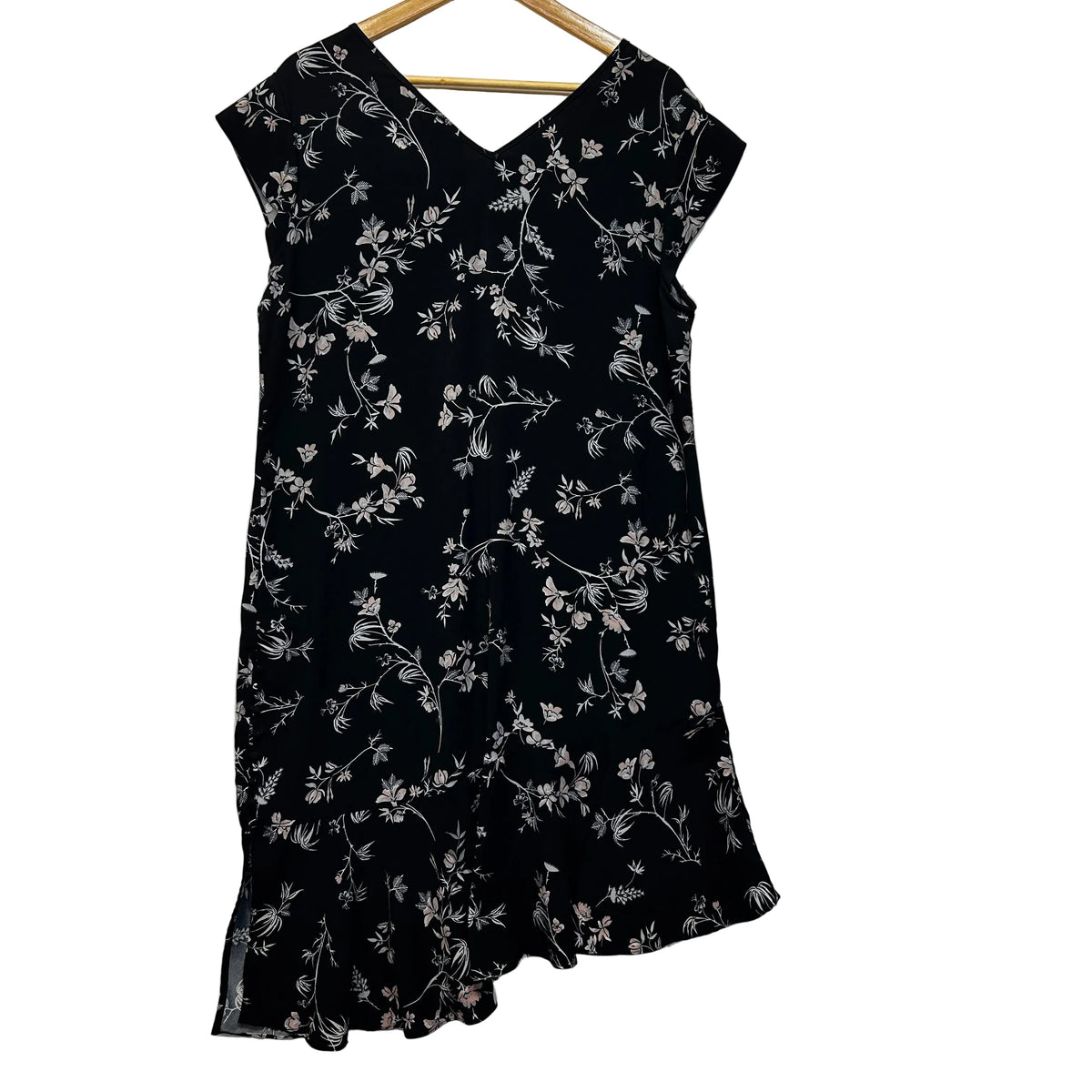 Katies Black Floral Dress - Size 14
