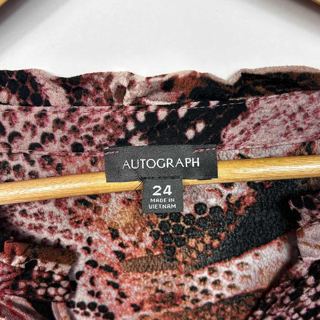 Autograph Pink Snakeskin Print Top - Size 24