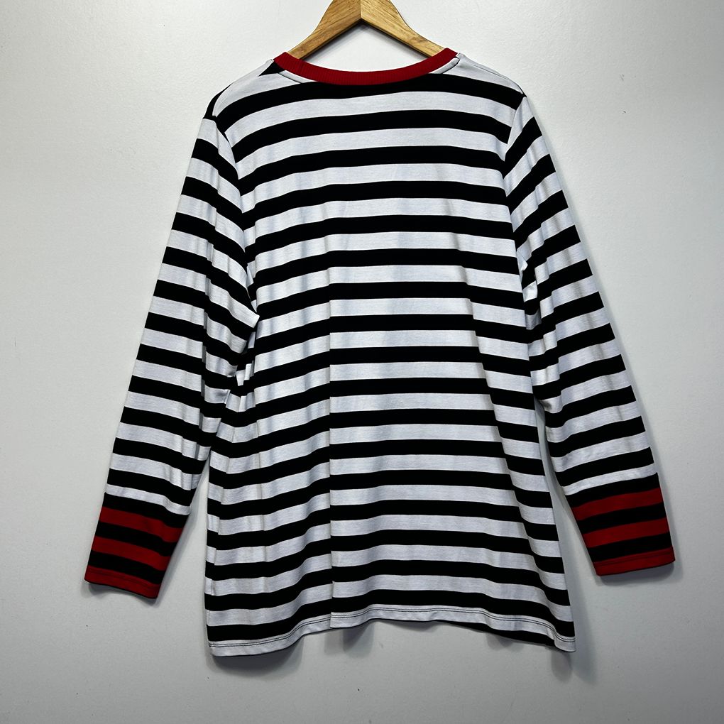 Virtuelle Black and White Striped Top - Size 18