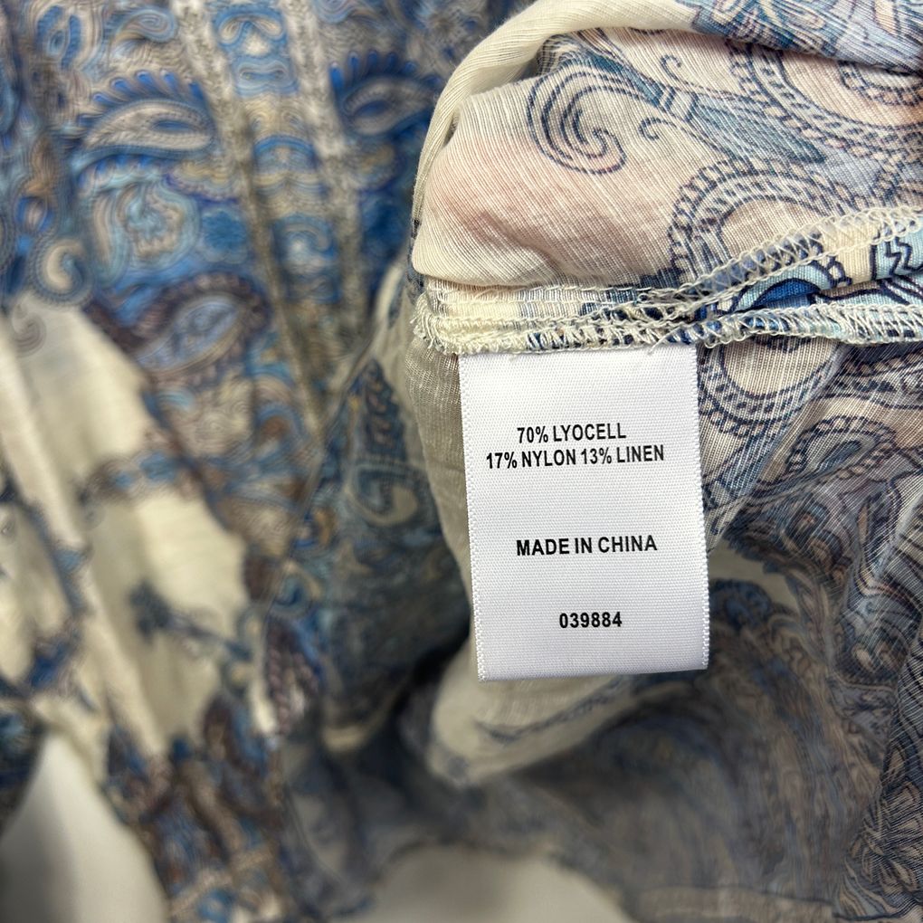 Sussan Blue Plus Size Linen Blouse - Size 18