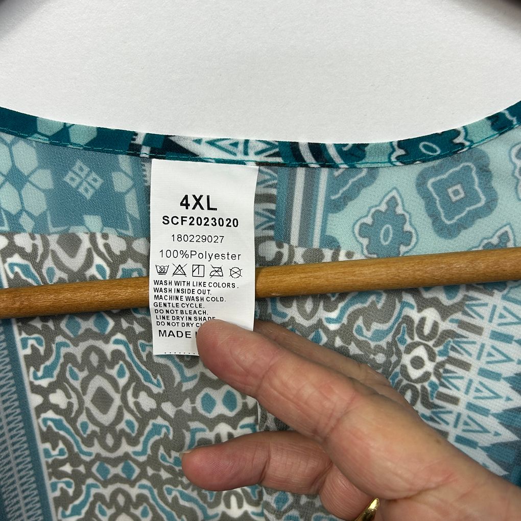 Teal Multicoloured Kimono - Size 4XL