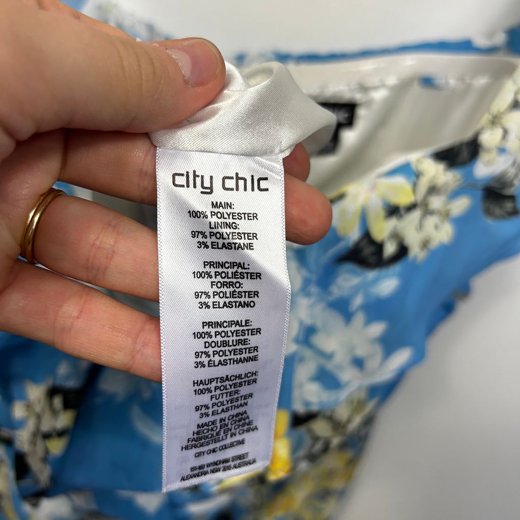 City Chic Blue Floral Plus Size Dress - Size S/16