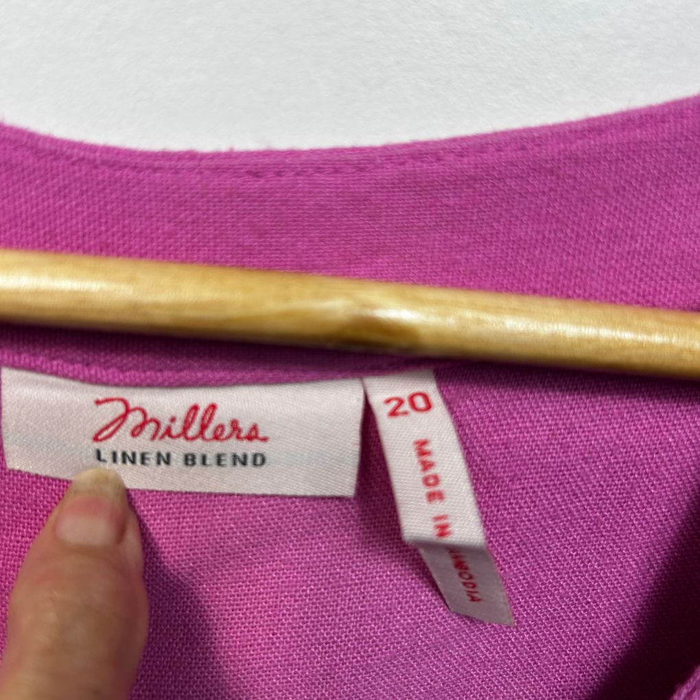 Millers Pink Linen Dress - Size 20