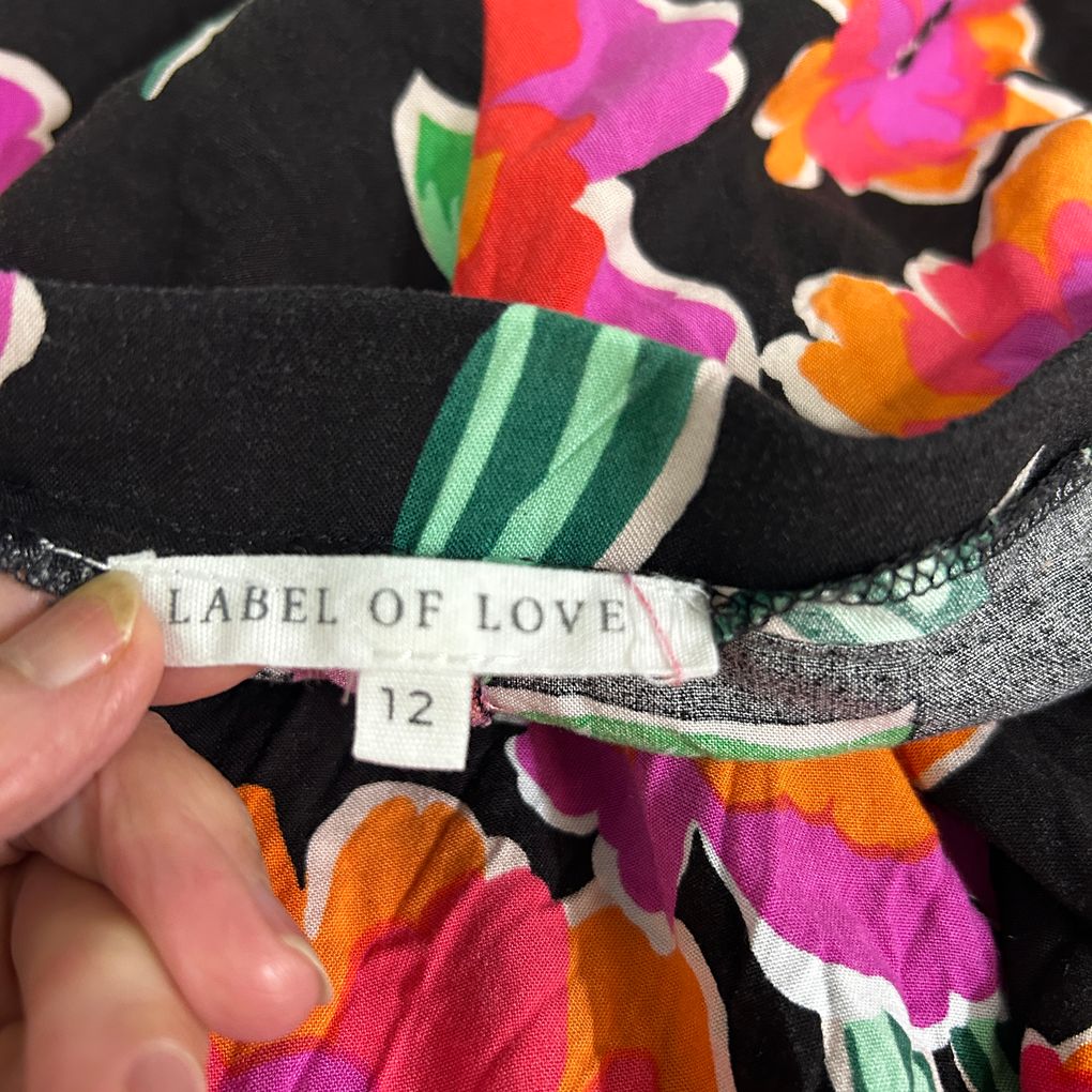 Label of Love Black Floral Wide Leg Pants - Size 12