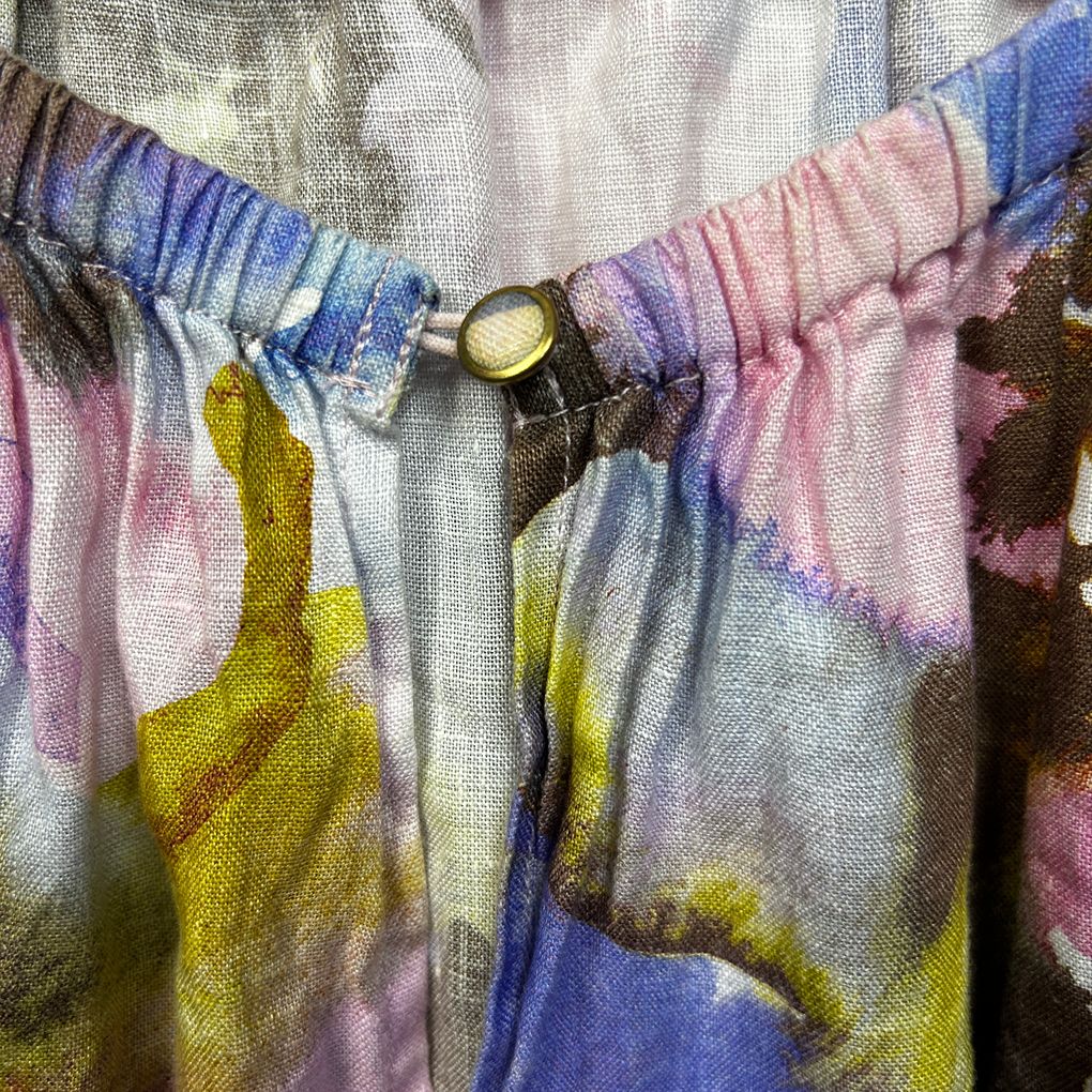 Sussan Multicoloured Floral Linen Top - Size 18