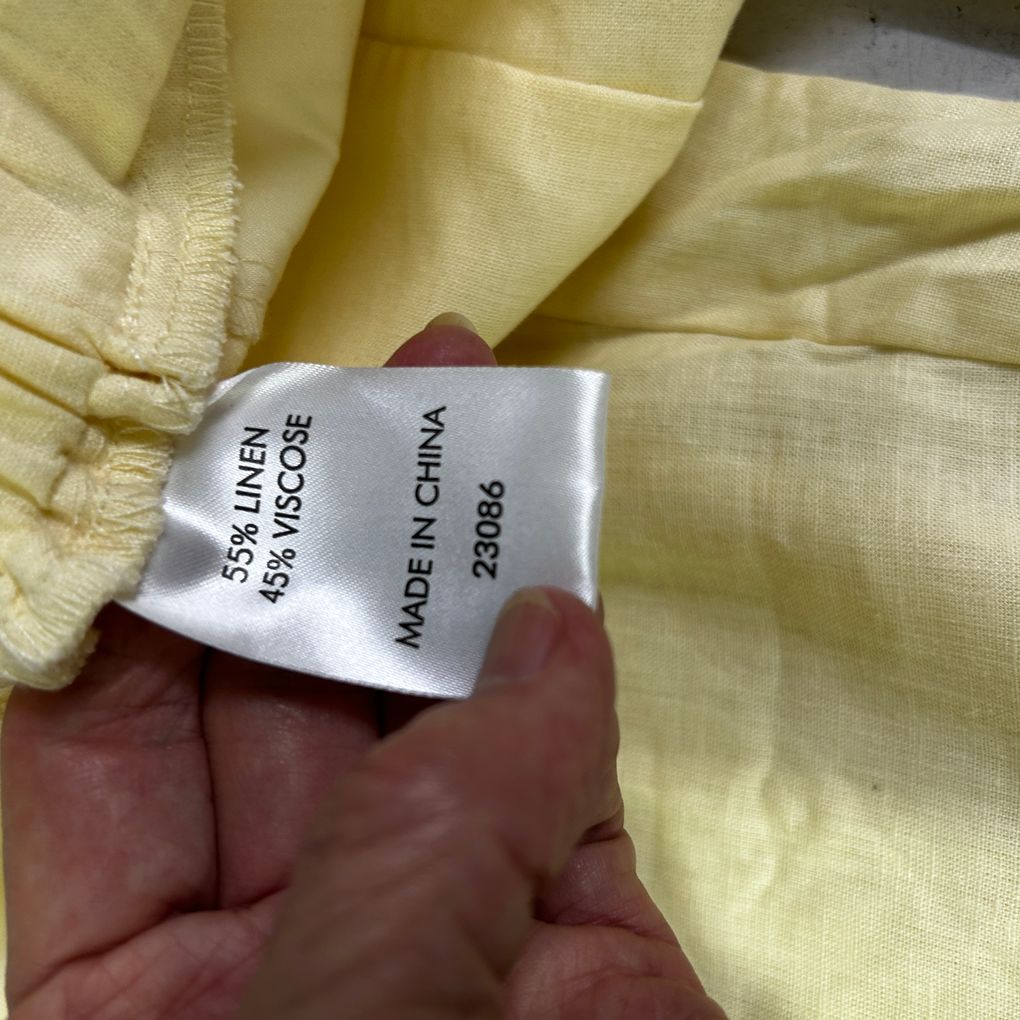 Suzanne Grae Yellow Linen Cropped Pants - Size 18