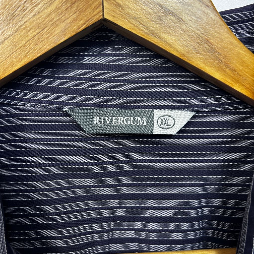 Rivergum Navy Striped Cotton Mens Shirt - Size XXL