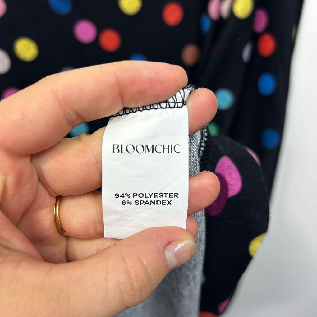 Bloomchic Black Plus Size Spot Long Sleeve Top - Size 30-34