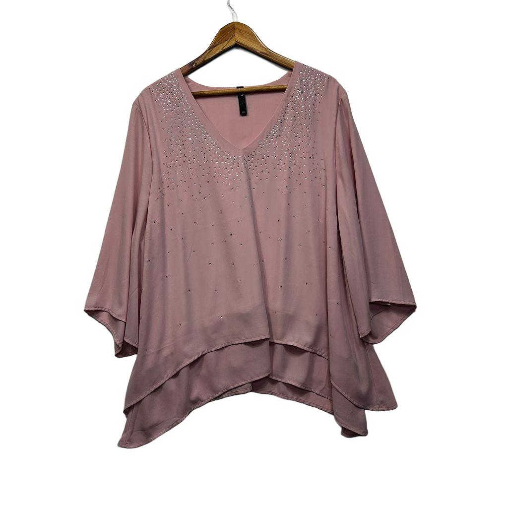 Taking Shape Pink Plus Size Layered Top - Size 24