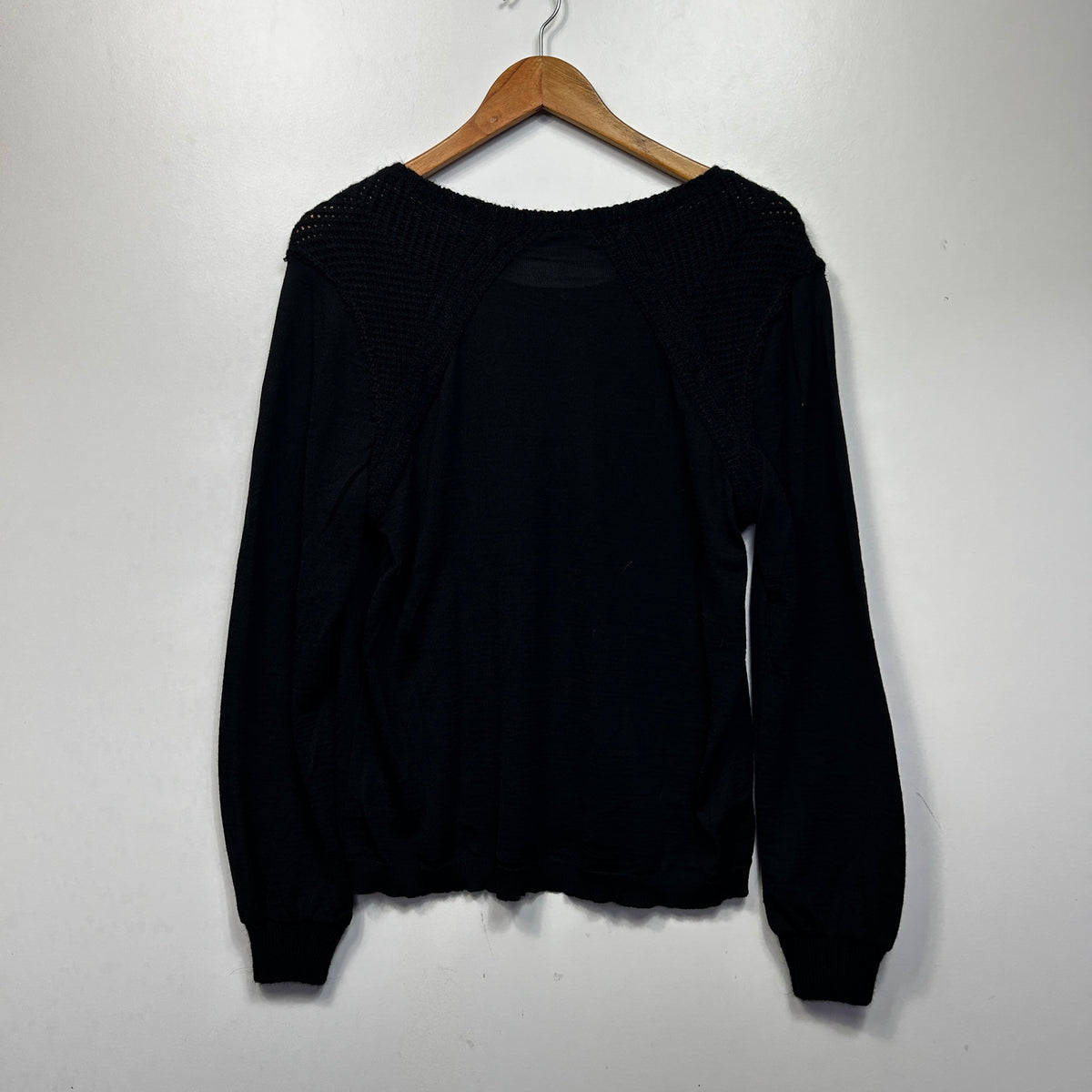 Aldo Martins Black Merino Aplaca Jumper - Size 16