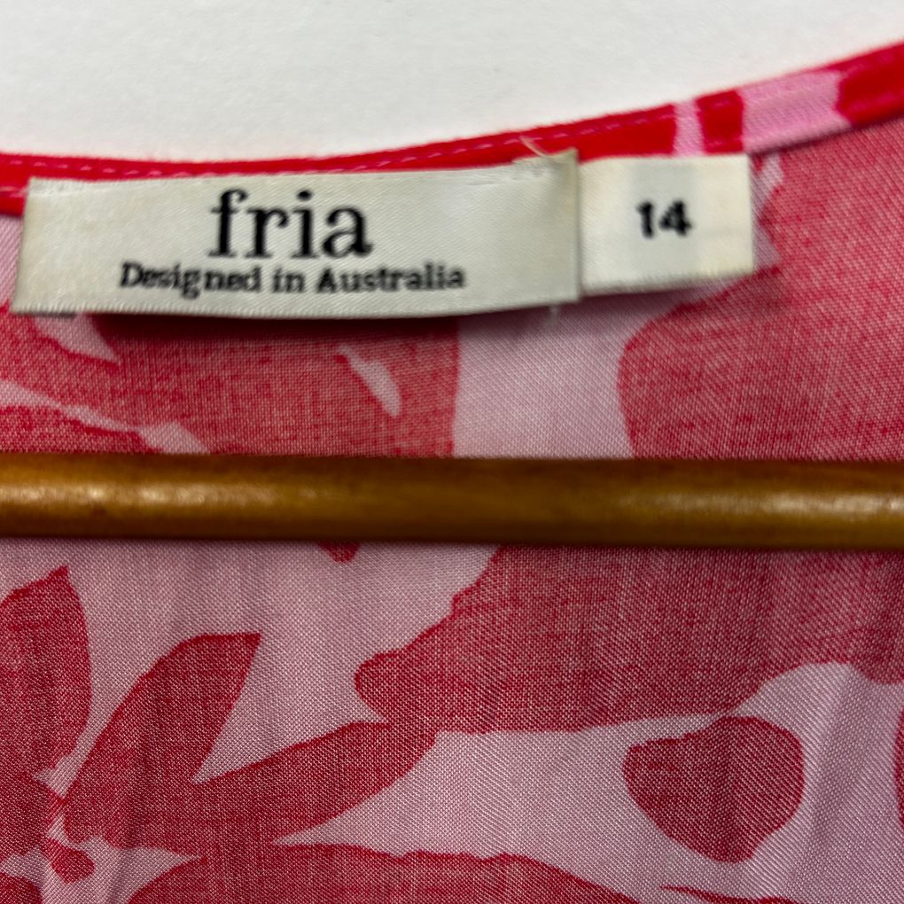 Fria Red Floral Wrap Dress - Size 14