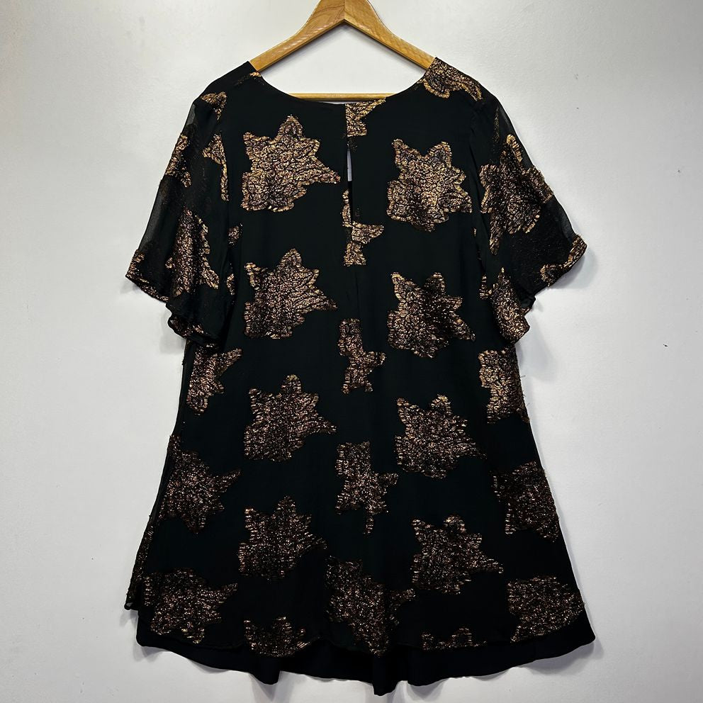 Taking Shape Black & Gold Top - Size 18