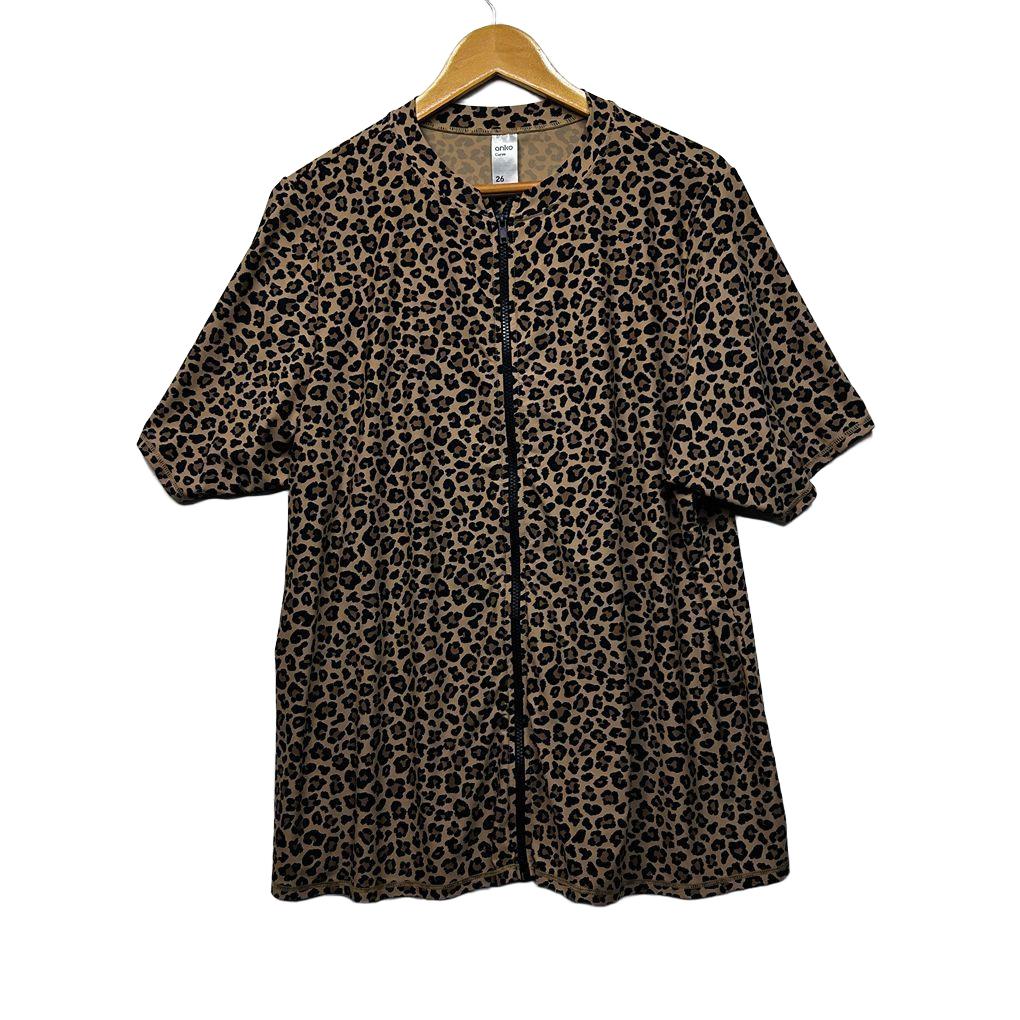 Anko Leopard Print Zip Swim Top - Size 26