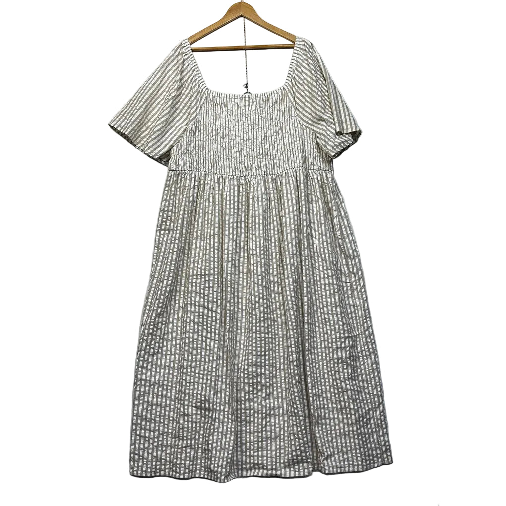 Anko White Biege Striped Cotton Dress - Size 26