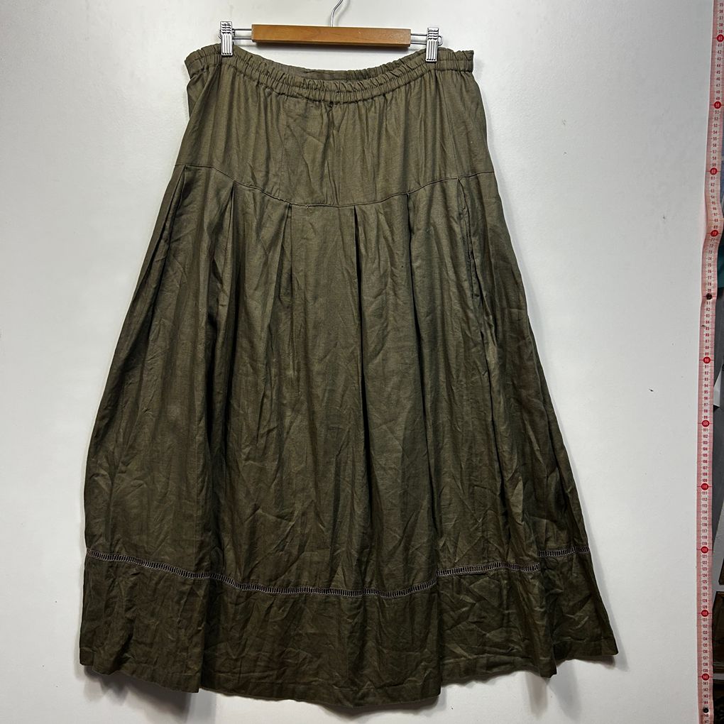 Gulp!! Khaki Linen Maxi Skirt - Size 16